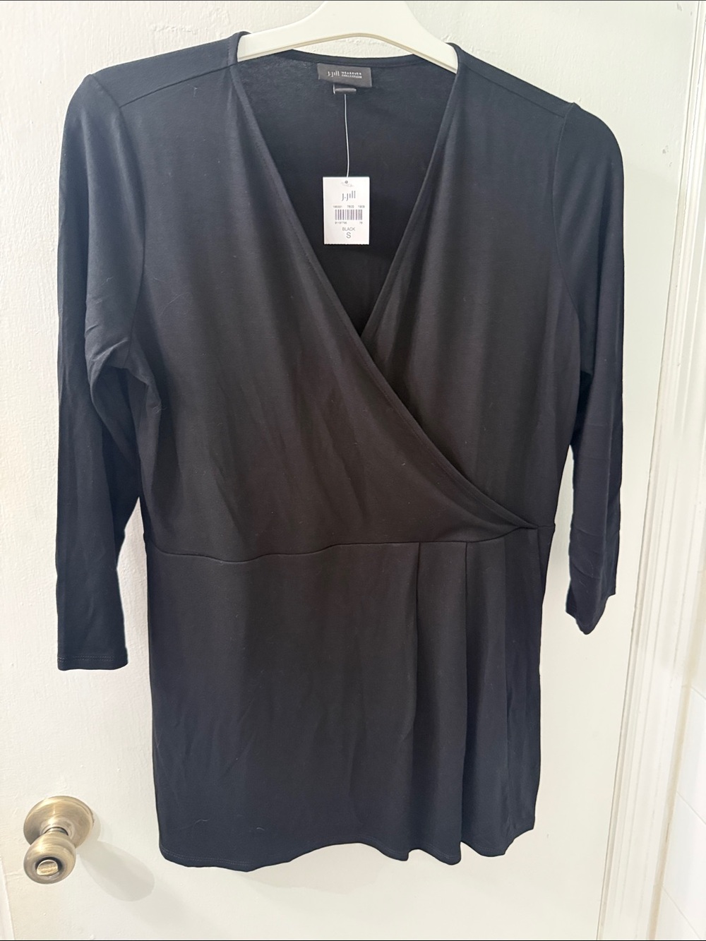 J. Jill Black Long Sleeve Surplus Style Top